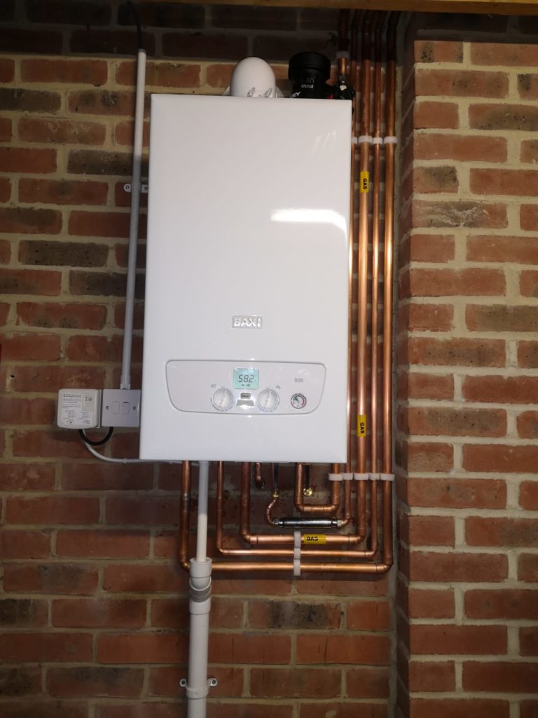 gas boiler installed in home